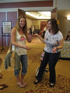 Jen & Kate laughing in the hall
