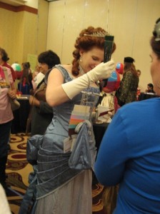 Vanessa showing off her matching reticule